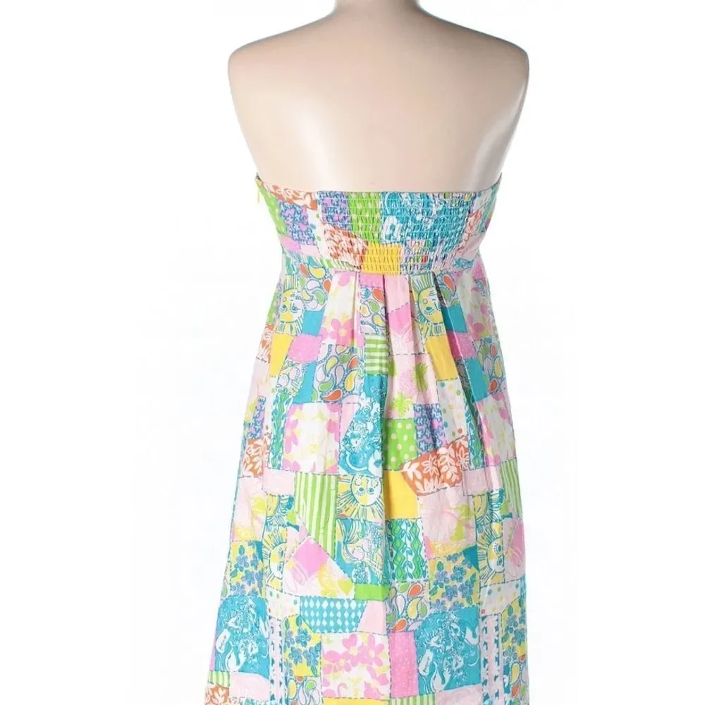 Lilly Pulitzer Gynneth Loco Patch Strapless Patchwork Dress Size 2 - Picture 2 of 9